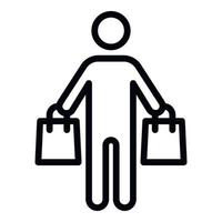 Shopping man icon, outline style vector