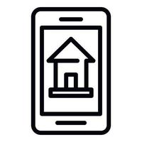 Smartphone house leasing icon, outline style vector