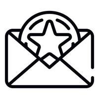 Rating star in the envelope icon, outline style vector