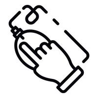 Hand click on mouse icon, outline style vector