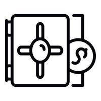 Open money safe icon, outline style vector