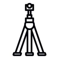 Camera on tripod icon, outline style vector