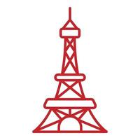 icono de la torre eiffel, estilo de contorno vector