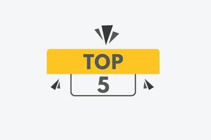 botón de texto de los 5 primeros. top 5 signo icono etiqueta pegatina web botones vector