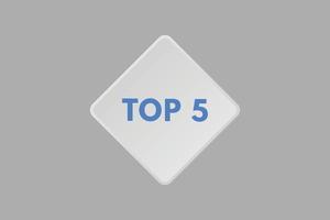 botón de texto de los 5 primeros. top 5 signo icono etiqueta pegatina web botones vector