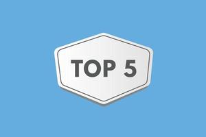 top 5 text Button. top 5 Sign Icon Label Sticker Web Buttons vector