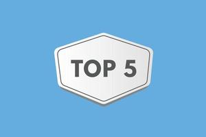 botón de texto de los 5 primeros. top 5 signo icono etiqueta pegatina web botones vector