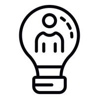 Man in the light bulb icon, outline style vector