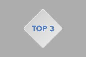 top 3 text Button. top 3 Sign Icon Label Sticker Web Buttons vector