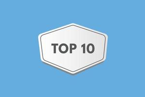 top 10 text Button. top 10 Sign Icon Label Sticker Web Buttons vector