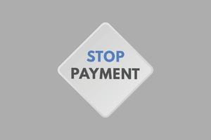 detener el botón de texto de pago. detener el pago signo icono etiqueta web botones vector
