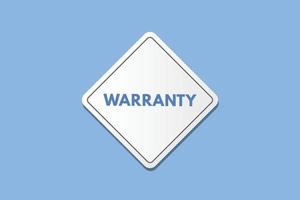 warranty text Button. warranty Sign Icon Label Sticker Web Buttons vector