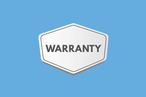 warranty text Button. warranty Sign Icon Label Sticker Web Buttons vector