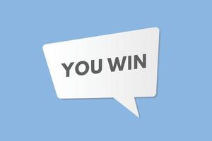 you win text Button. you win Sign Icon Label Sticker Web Buttons vector