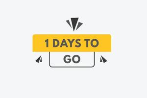 1 days to go countdown template. one day Countdown left days banner design vector