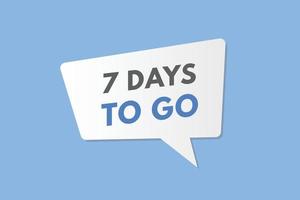 7 days to go countdown template. seven day Countdown left days banner design vector