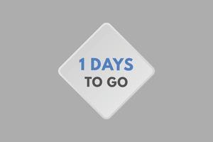 1 days to go countdown template. one day Countdown left days banner design vector