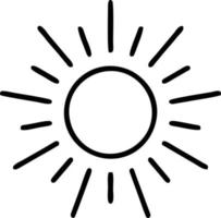 icono de sol en fondo blanco, ilustración del símbolo de icono de sol en negro sobre fondo blanco vector