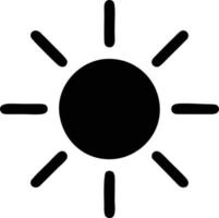 icono de sol en fondo blanco, ilustración del símbolo de icono de sol en negro sobre fondo blanco vector