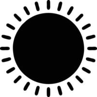 icono de sol en fondo blanco, ilustración del símbolo de icono de sol en negro sobre fondo blanco vector