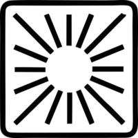 icono de sol en fondo blanco, ilustración del símbolo de icono de sol en negro sobre fondo blanco vector