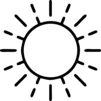 icono de sol en fondo blanco, ilustración del símbolo de icono de sol en negro sobre fondo blanco vector