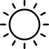 icono de sol en fondo blanco, ilustración del símbolo de icono de sol en negro sobre fondo blanco vector