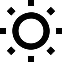 icono de sol en fondo blanco, ilustración del símbolo de icono de sol en negro sobre fondo blanco vector