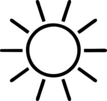 icono de sol en fondo blanco, ilustración del símbolo de icono de sol en negro sobre fondo blanco vector