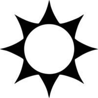 icono de sol en fondo blanco, ilustración del símbolo de icono de sol en negro sobre fondo blanco vector