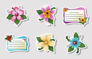 Spring Vibrant Flowers Stickers Set vector