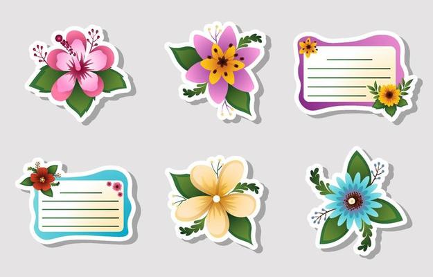 Spring Vibrant Flowers Stickers Set