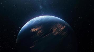 snel realistisch aarde beweging met nacht lichten visie van ruimte video