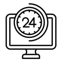 icono de línea de monitoreo 24 7 vector