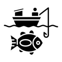 icono de glifo de pesca de caza mayor vector