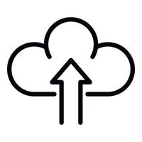 Upload data to the cloud icon, outline style vector