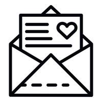 Wedding envelope icon, outline style vector