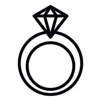 icono de anillo de diamantes, estilo de esquema vector