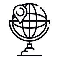 Globe map pin icon, outline style vector