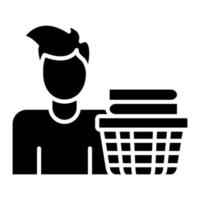 Man Doing Laundry Glyph Icon vector