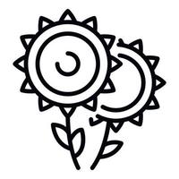 Two sunflowers icon, outline style vector