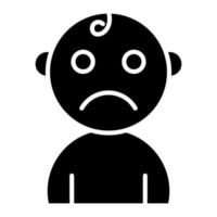 Sad Baby Glyph Icon vector