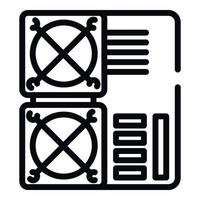 Mining farm cooler icon, outline style vector