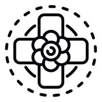 Top view flower cross icon, outline style vector