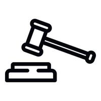 Judge hammer icon, outline style vector