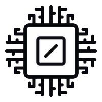 Computer processor icon, outline style vector