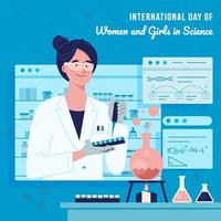 Woman Scientist Working In Her Lab Concept vector