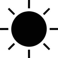 icono de sol en fondo blanco, ilustración del símbolo de icono de sol en negro sobre fondo blanco vector