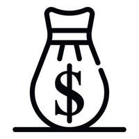 Money bag icon, outline style vector