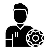 icono de glifo de jugador de fútbol vector